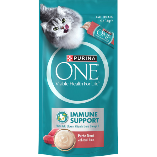 Purina ONE 56g Immune Support ((Puree Treat with Real Tuna)) 免疫防護貓小食 吞拿魚 (14g X4)